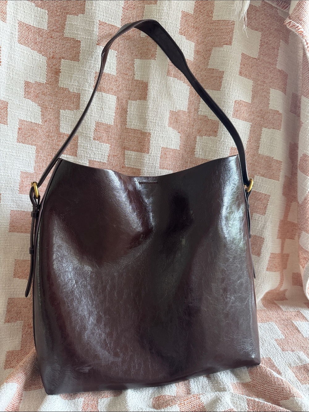 Zara Classic Brown Faux Leather Shoulder Bag - Elegant Everyday Tote